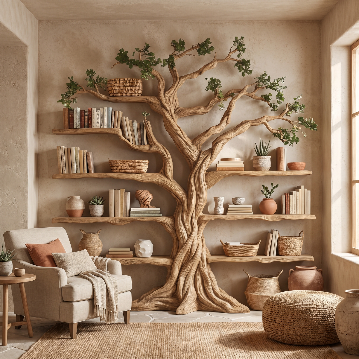 Eldrathen Sculpted Solid Wood Tree Bookshelf - Image 3