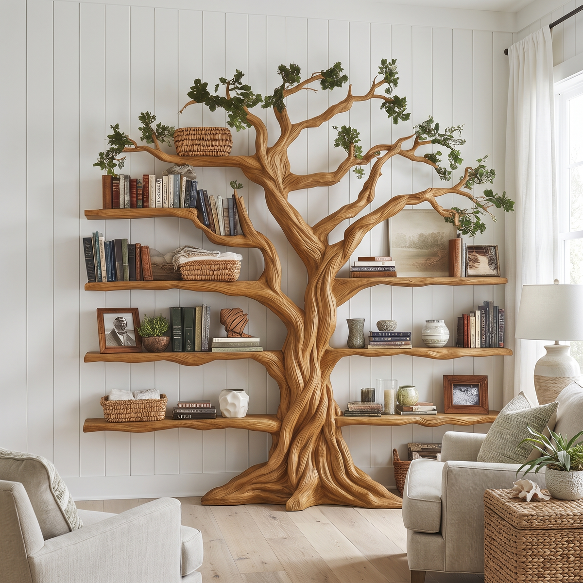 Eldrathen Sculpted Solid Wood Tree Bookshelf - Image 4