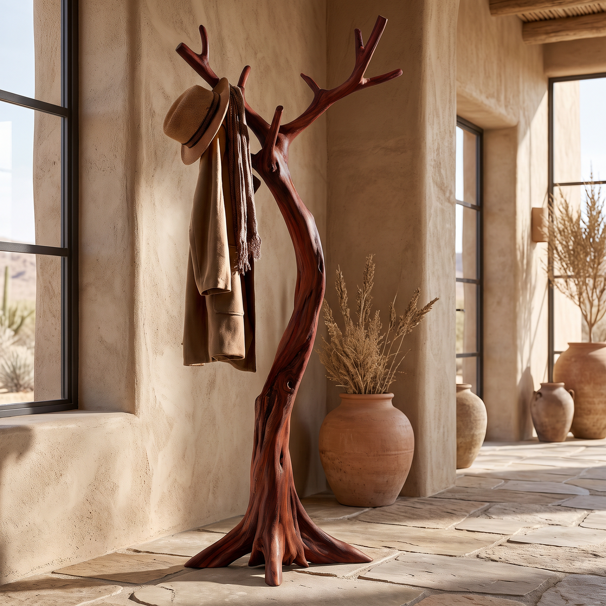 Lunareth Sculpted Solid Wood Tree Coat Rack - Image 4