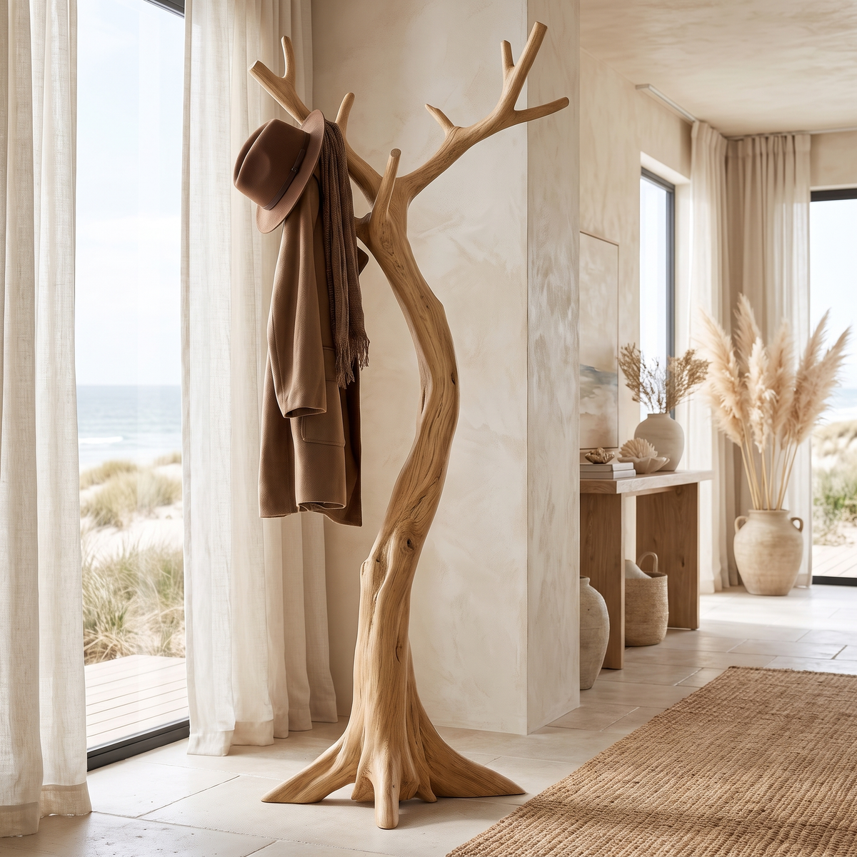 Lunareth Sculpted Solid Wood Tree Coat Rack - Image 2