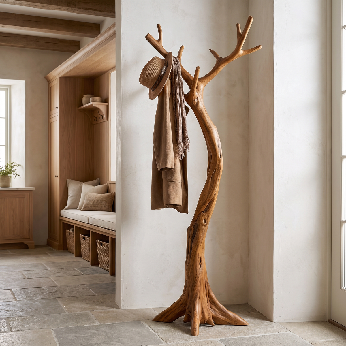 Lunareth Sculpted Solid Wood Tree Coat Rack - Image 3