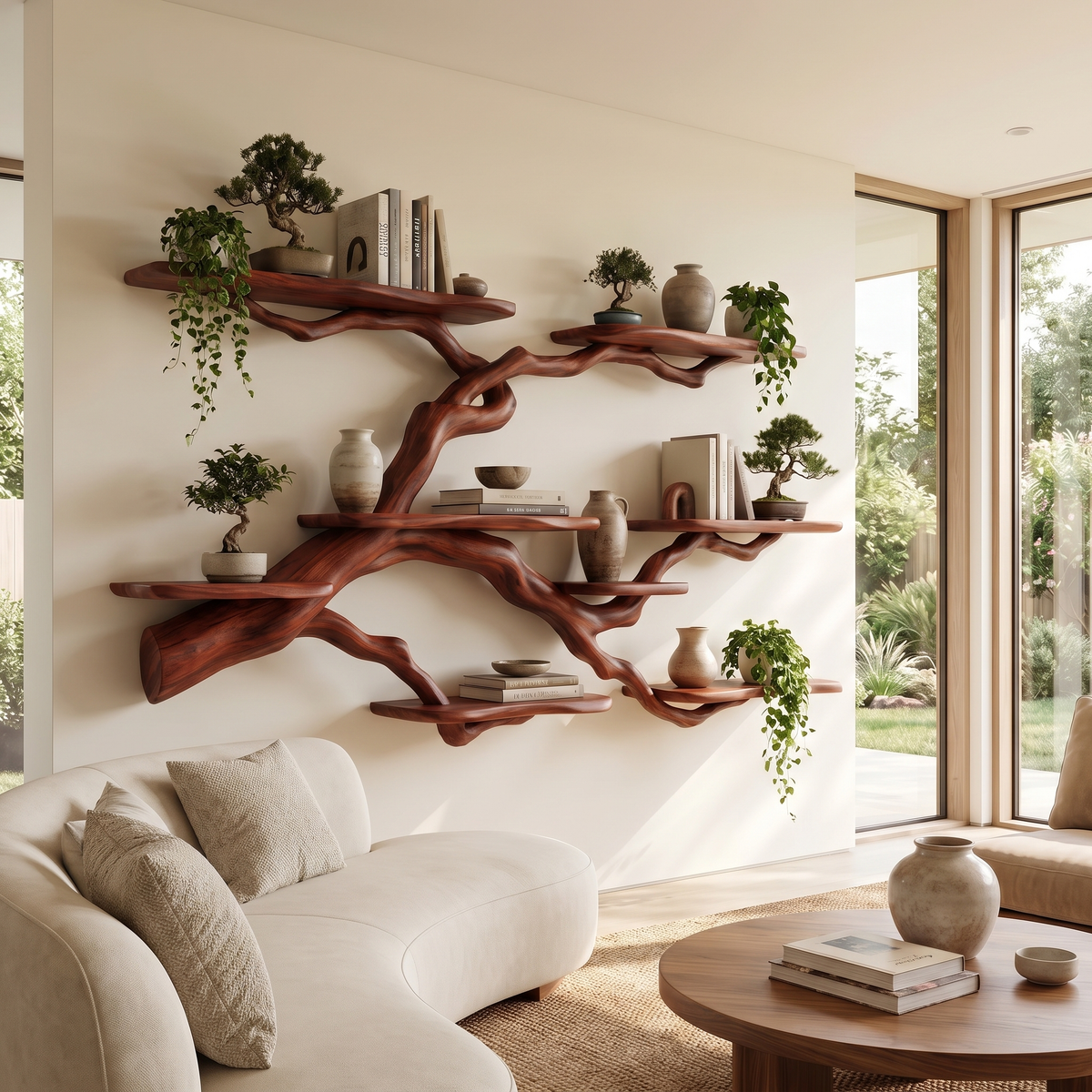 Verdantridge Handcrafted Solid Wood Floating Tree Bookshelf - Image 4