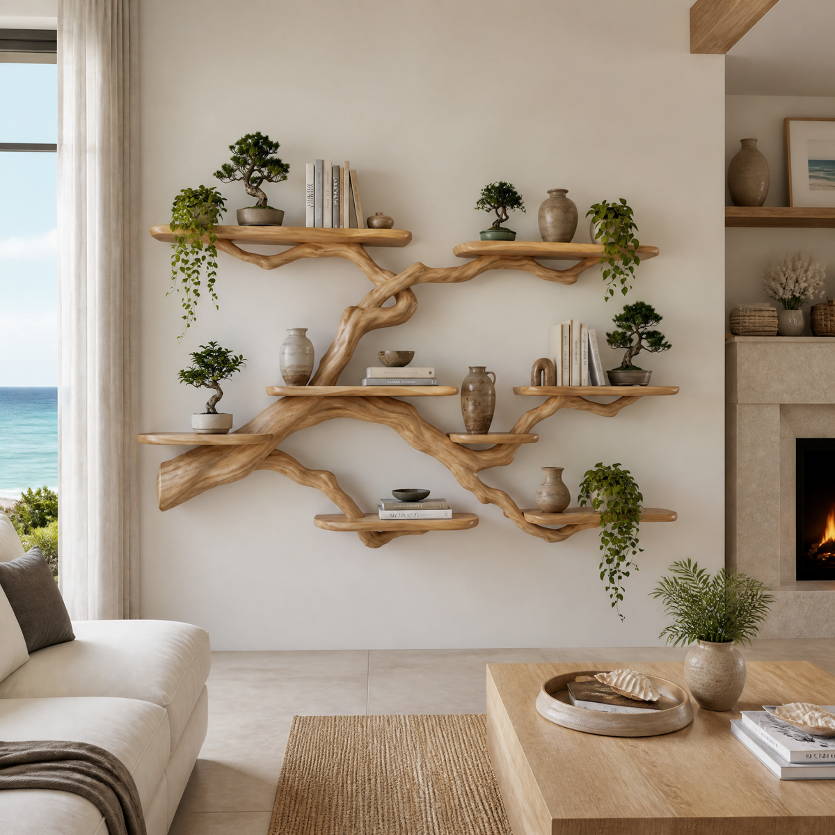 Verdantridge Handcrafted Solid Wood Floating Tree Bookshelf - Image 2
