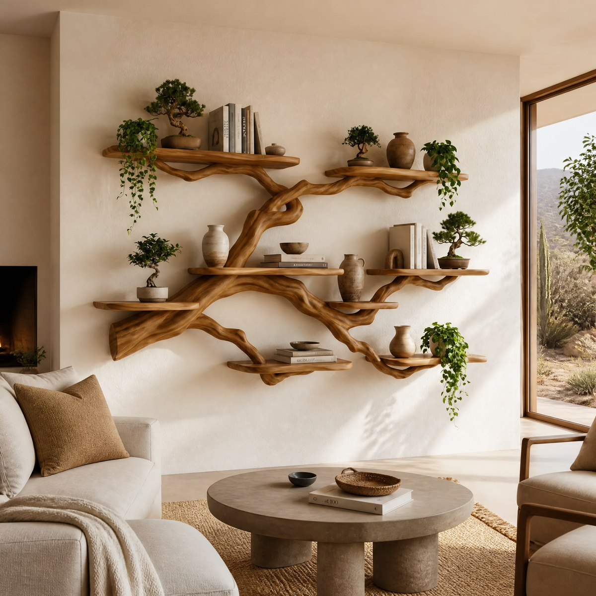 Verdantridge Handcrafted Solid Wood Floating Tree Bookshelf - Image 3