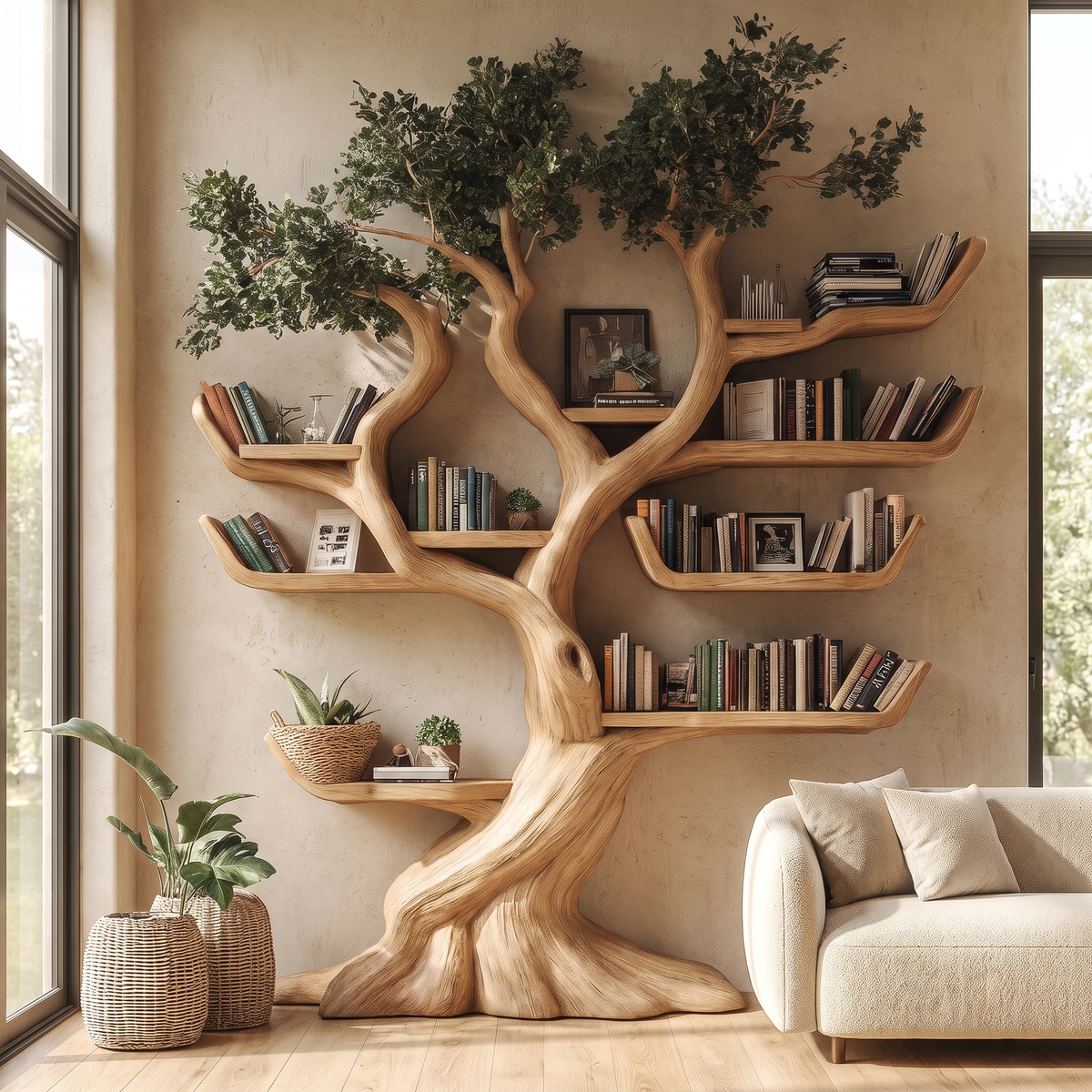 Verdantris Sculpted Solid Wood Tree Bookshelf - Image 2