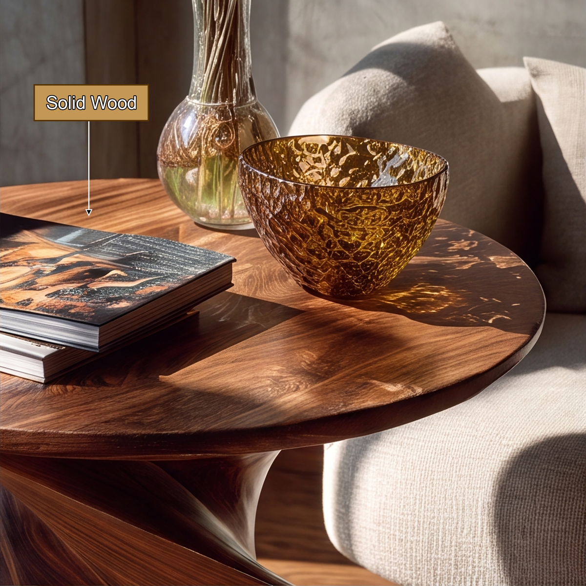 Lunara Sculpted Solid Wood Side Table - Image 4