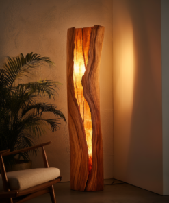Velarith Sculpted Live Edge Integrated LED Wood Floor Lamp