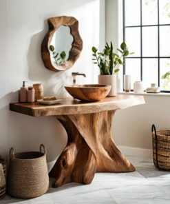 Velthora Rootform Solid Wood Freestanding Bathroom Vanity SPA576801