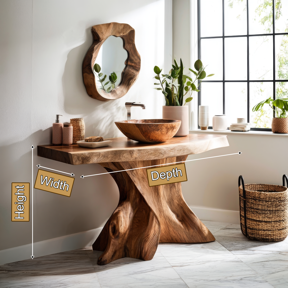 Velthora Rootform Solid Wood Freestanding Bathroom Vanity SPA576801 - Image 2