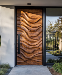 Veltrava Sculpted Solid Wood Rectangular Single Door