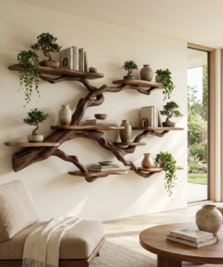Verdantridge Handcrafted Solid Wood Floating Tree Bookshelf