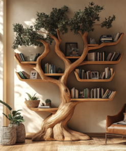 Verdantris Sculpted Solid Wood Tree Bookshelf