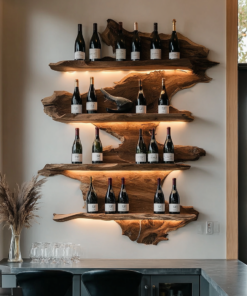 Vineflow Live Edge Floating Wine Rack Holder
