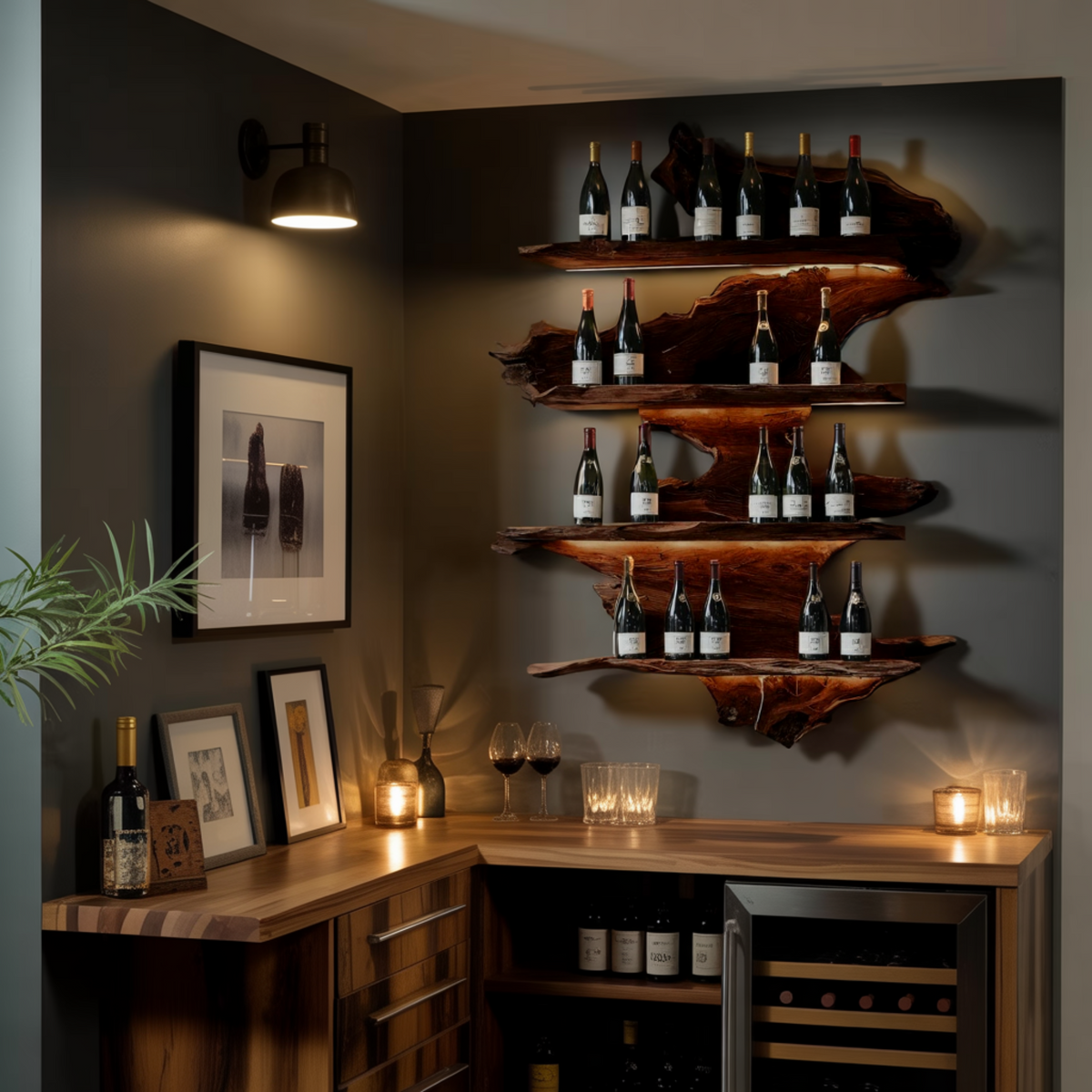 Vineflow Live Edge Floating Wine Rack Holder - Image 2