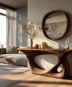 Virel Sculpted Solid Wood Console Table