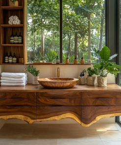 Virella Live Edge Solid Wood Floating Bathroom Vanity With Drawers
