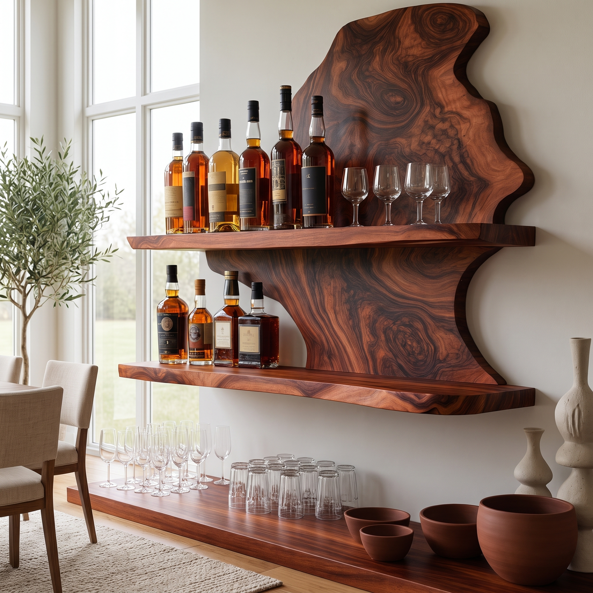 Wynthorne Live Edge Handcrafted Floating Wine Shelf - Image 4