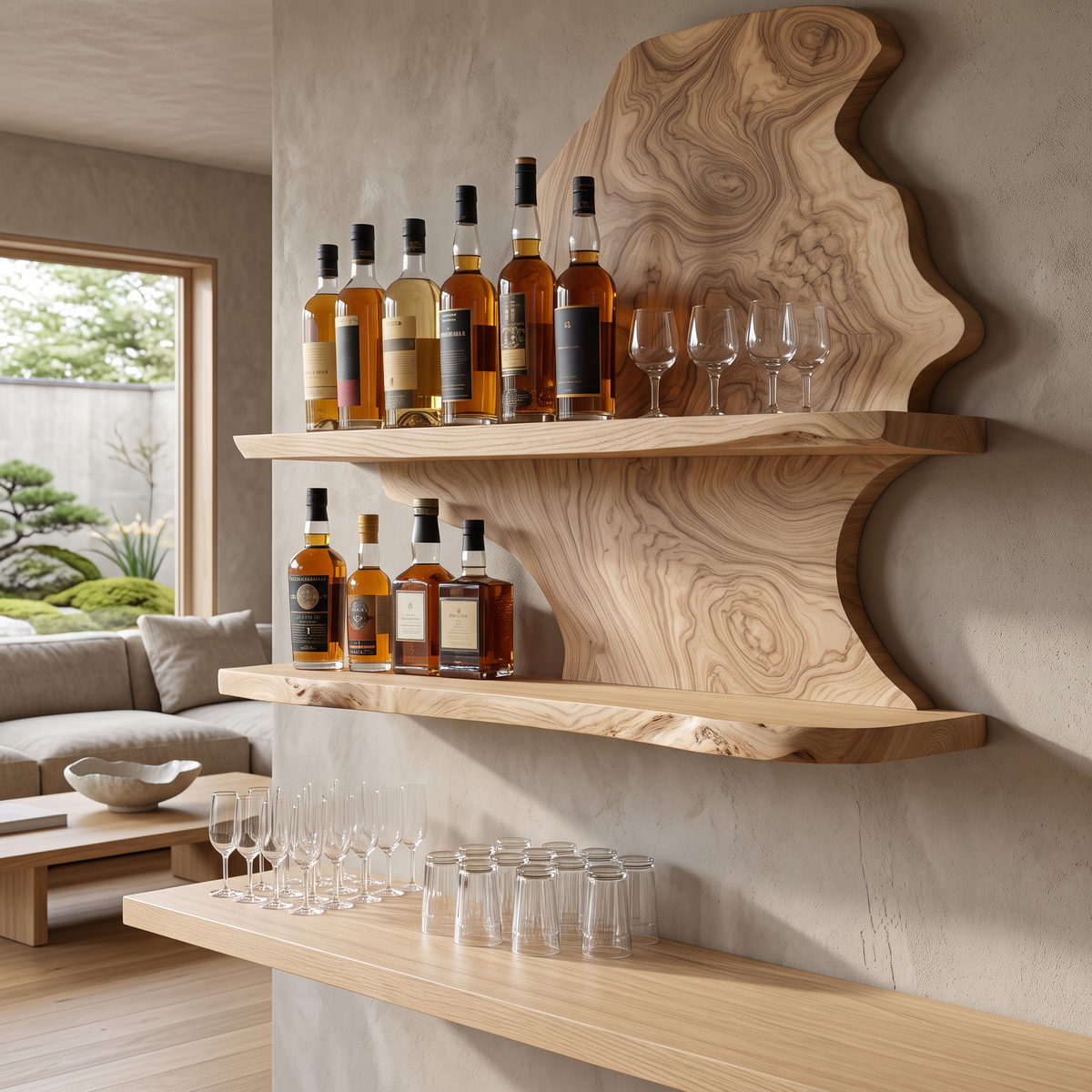 Wynthorne Live Edge Handcrafted Floating Wine Shelf - Image 2