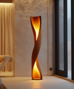 Zerathis Sculpted Integrated LED Wood Floor Lamp