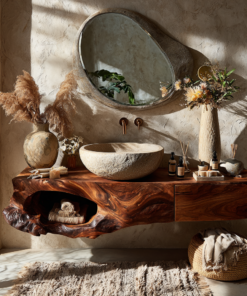 Zorren Live Edge Solid Wood Floating Bathroom Vanity With Drawers