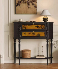 H35" Light Luxury Accent Solid Wood Storage Console Table Cabinet