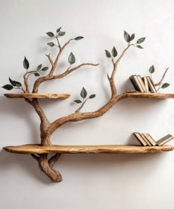 Wood Bookcase Branch Tree Shelf Decor Room