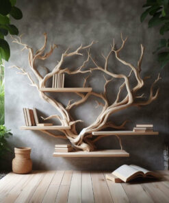 Rustic Tree Bookshelf Driftwood Wall Shelf Bookshelf Home Office Decor