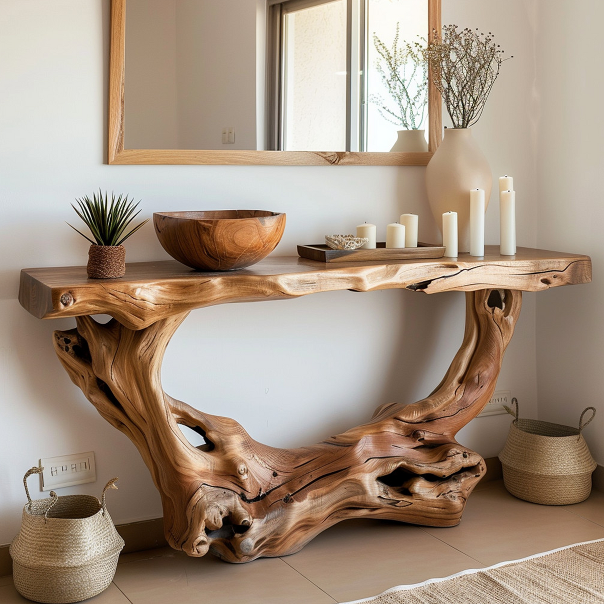 Narrow Console Table Solid Wood - Image 2