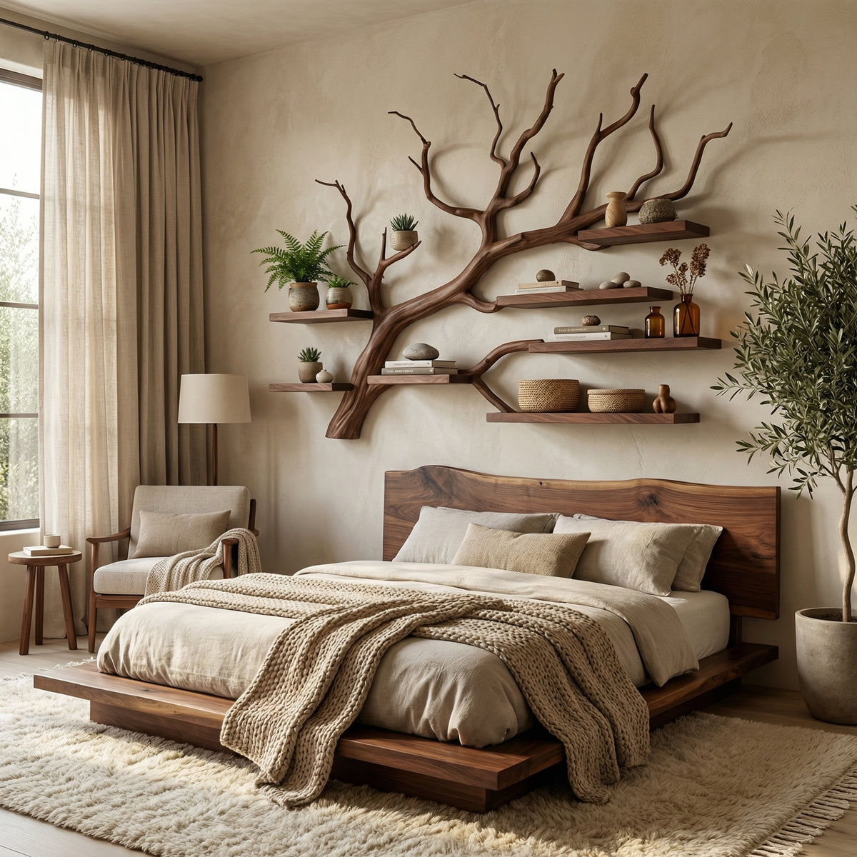 Rustic Tree Wall Shelf - Image 4