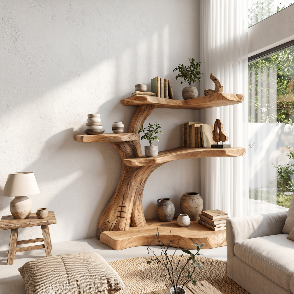 Rustic Corner Tree Bookshelf Kids Room Nursery - Image 3