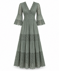 Sage Green Lace Boho Maxi Dress