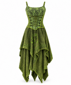 Green Embroidered Lace Boho Maxi Dress