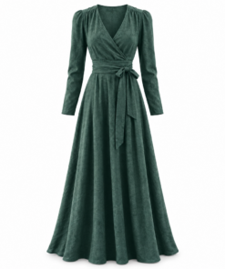 Sea Green Linen Maxi Dress with Obi Belt
