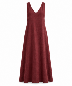 Burgundy Linen Sleeveless Maxi Tank Dress