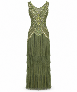1920s Beaded Fringe Flapper Dress