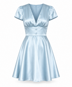 Baby Blue Satin Fit and Flare Mini Dress
