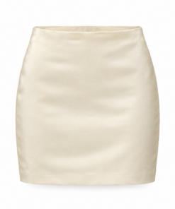 Ivory Satin High Waisted Mini Skirt