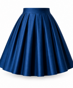 Royal Blue Satin Pleated Mini Skirt