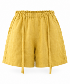 Butter Yellow High Waisted Linen Shorts