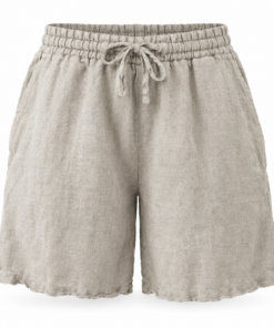 Natural Linen Elastic Waist Shorts