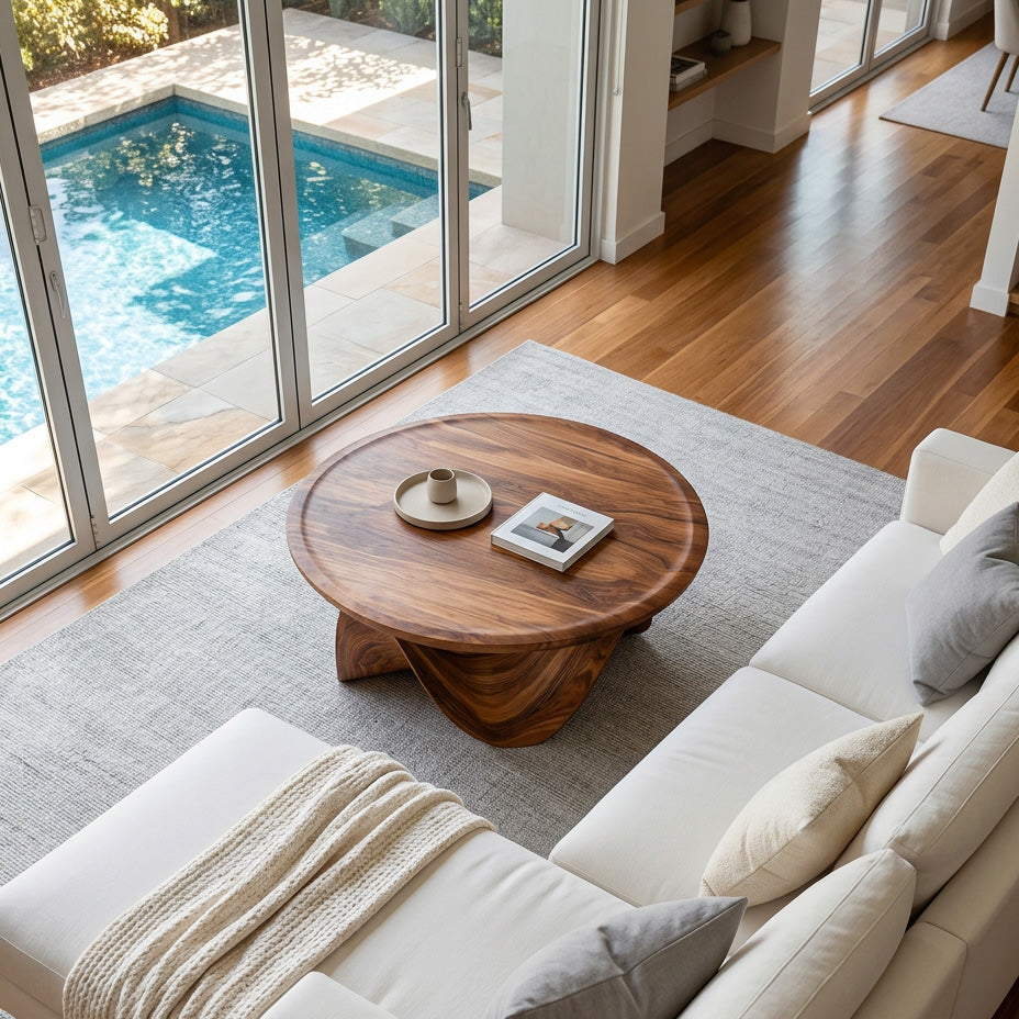 Sculptural Round Coffee Table For Holiday Decor - Image 3