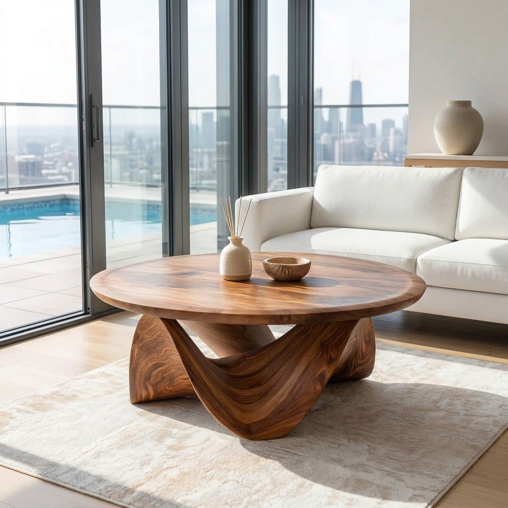 Sculptural Round Coffee Table For Holiday Decor - Image 2