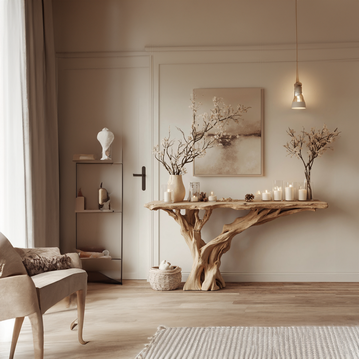 Narrow Floating Live Edge Console Table Home Decor - Image 2