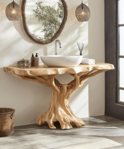Live Edge Natural Wood Bathroom Vanity For Serene Spaces