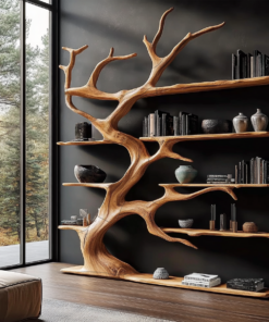 Rustic Tree Branch Bookshelf For Living Room Decor