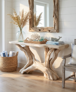 Coastal Rustic Organic Console Table Living Room And Entryway