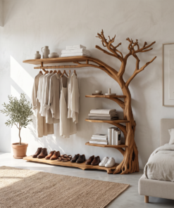 Rustic Coat Rack Shoe Shelf Entryway