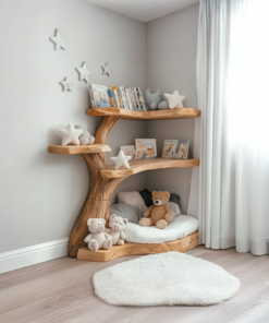 Rustic Corner Tree Bookshelf Kids Room Nursery