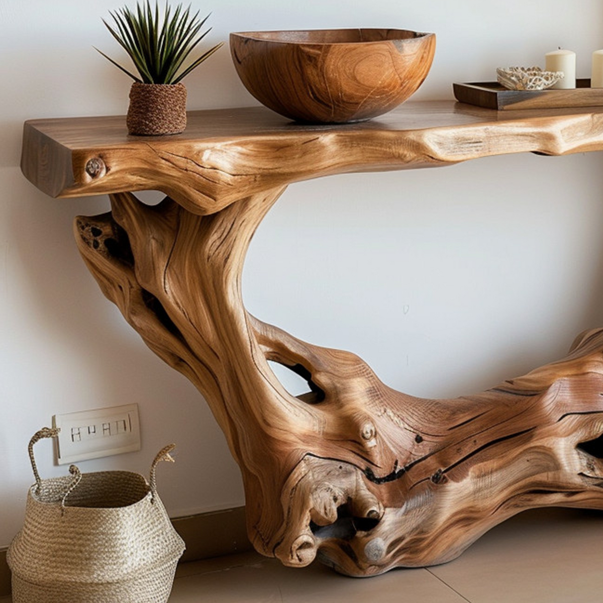 Narrow Console Table Solid Wood - Image 4