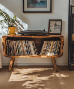 Rustic Record Player Stand Entryway Decor